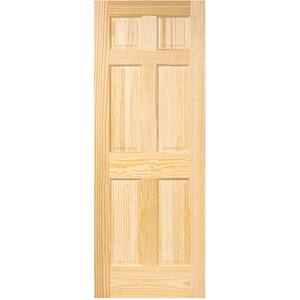 24 in. x 96 in. 6-Panel Pine Unfinished Solid Core Interior Door Slab