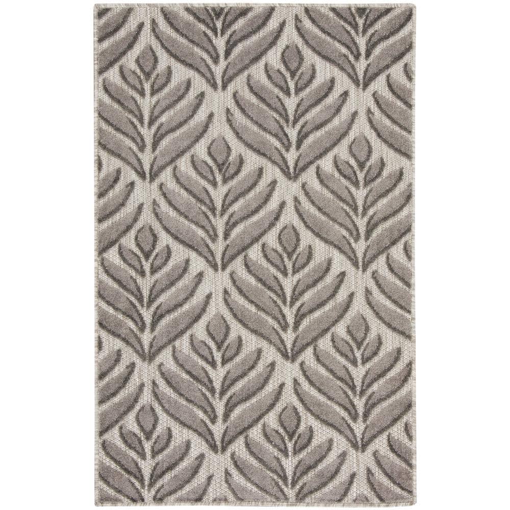 Charcoal Tropical Palm Flatwoven Synthetic Rug 32"x4"