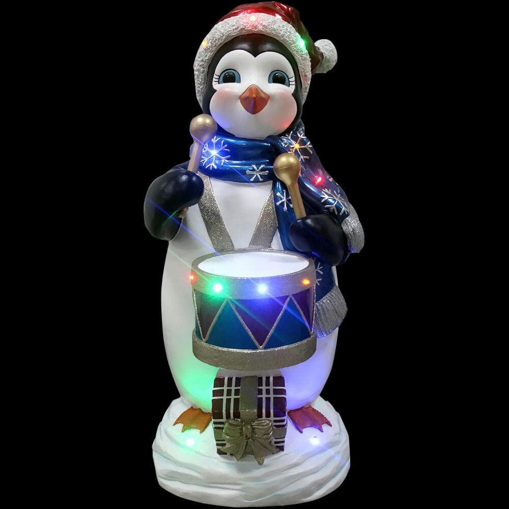 3 ft. Christmas Penguin Playing the Drum with Long-Lasting LED Lights