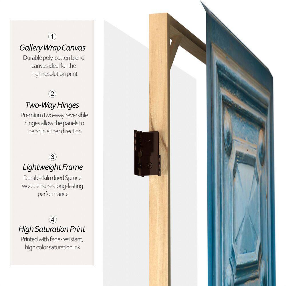 Mediterranean Blue and Red 3-Panel Folding Room Divider
