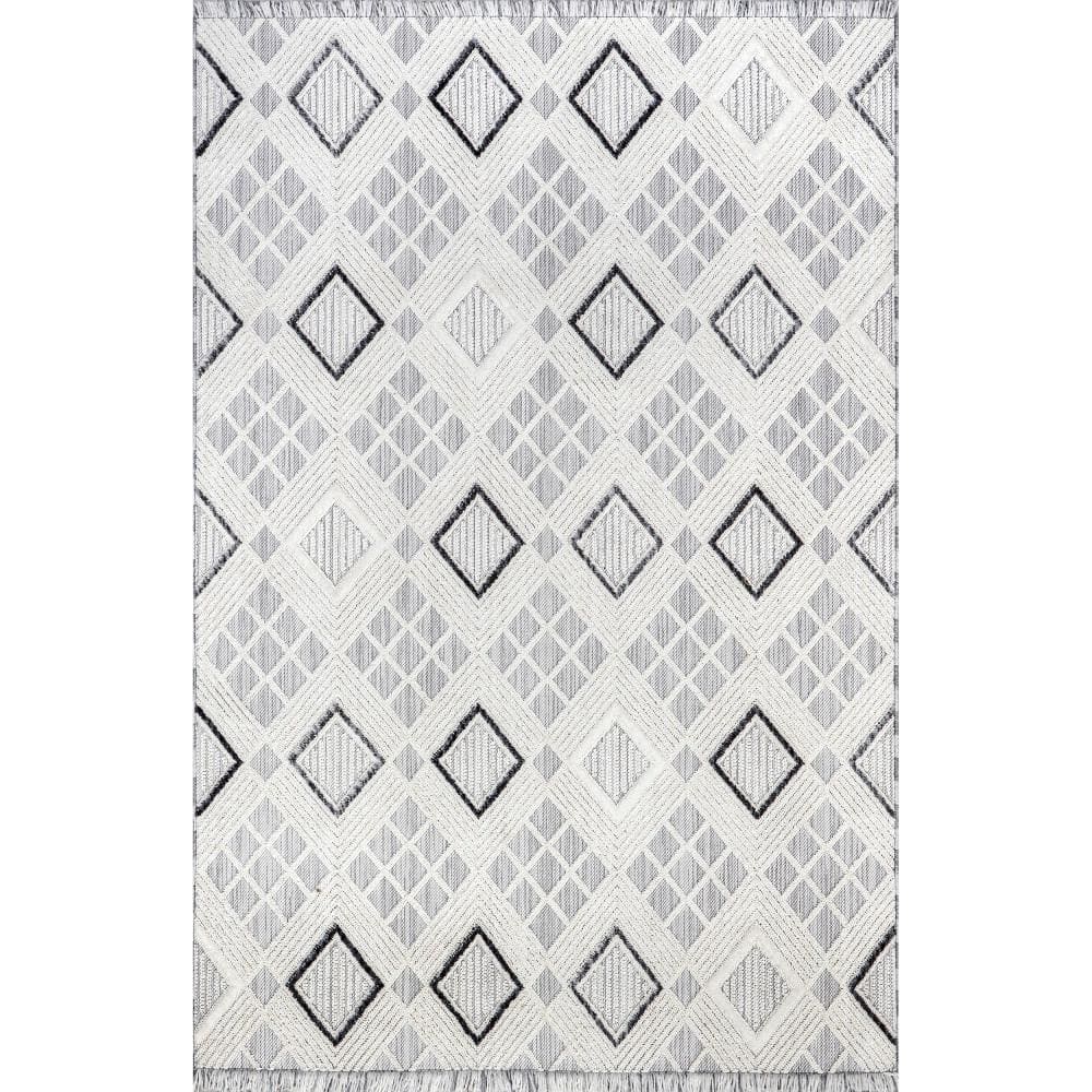 Madge Contemporary Tiled Fringe Area Rug Gray 4 ft. x 6 ft. Area Rug price history on PriceWatchPro