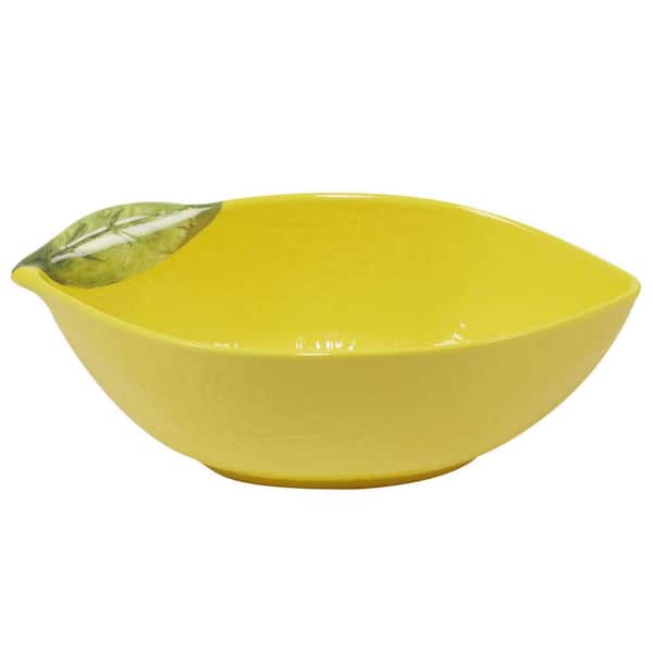 1.6-qt Yellow Lemons LARGE SERVING Bowl Glass Salad Bowl 7.4