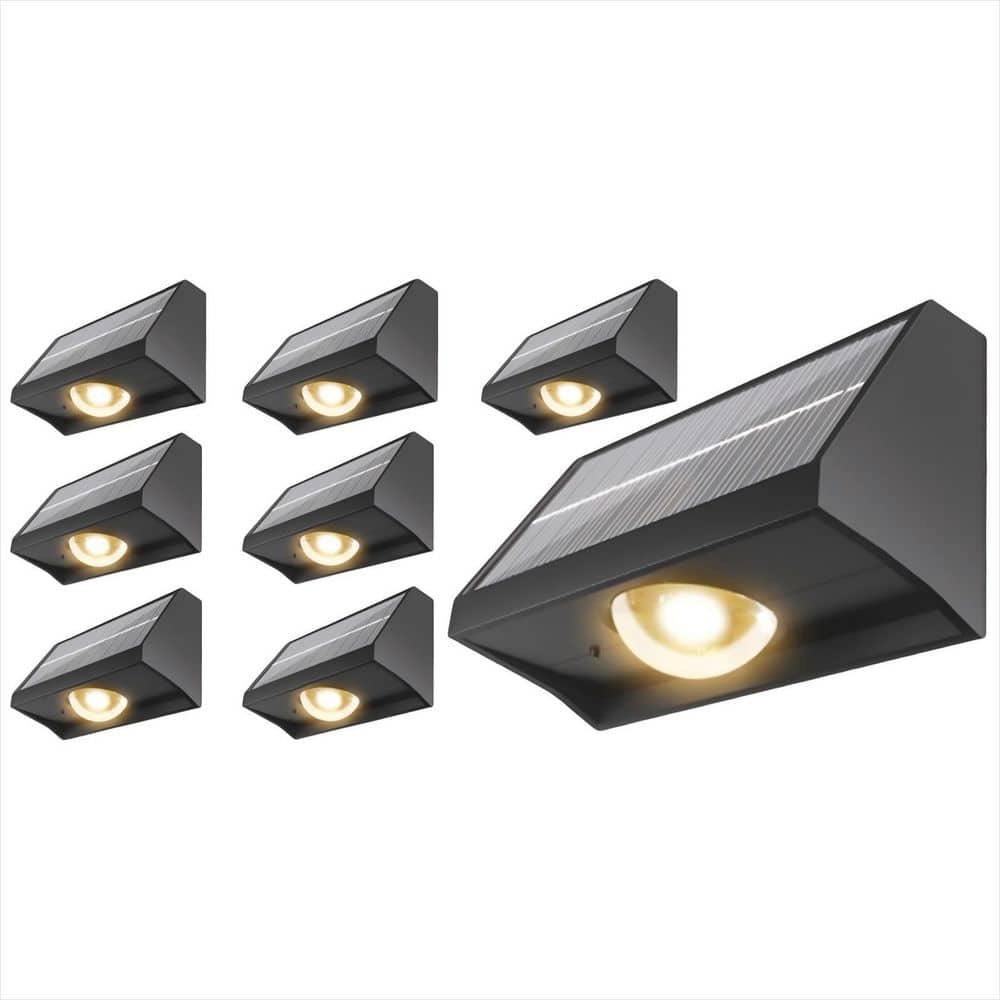 OGETFUUR 8-Pack Solar Fence Lights with 7 Mode Warm and Cool Lights, Solar Powered Wall Lighting Decor for Outside, Patio, Pool WC6J-5Y3 - The Home Depot