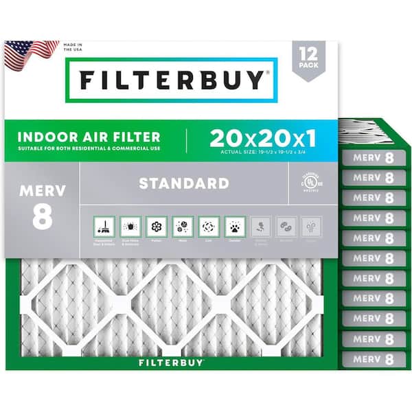 20 in. x 20 in. x 1 in. MERV 8 (FPR 5) Dust Defense Pleated HVAC AC Furnace Air Filters Replacement (12-Pack)