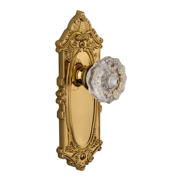Grandeur Grande Victorian Lifetime Brass Plate with Passage Fontainebleau Crystal Knob