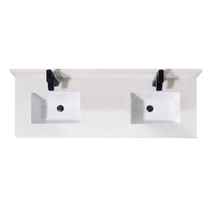 Belluno 61 in. W x 22 in. D x 0.8 in. H Composite Stone Double Basing Vanity Top in Milano White