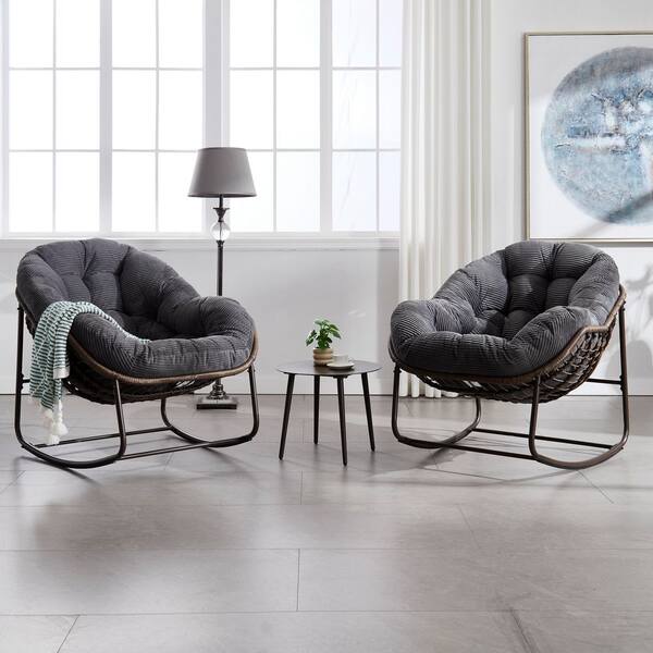 Tenleaf Metal Outdoor Lounge Chair with Gray Cushions FCBF15
