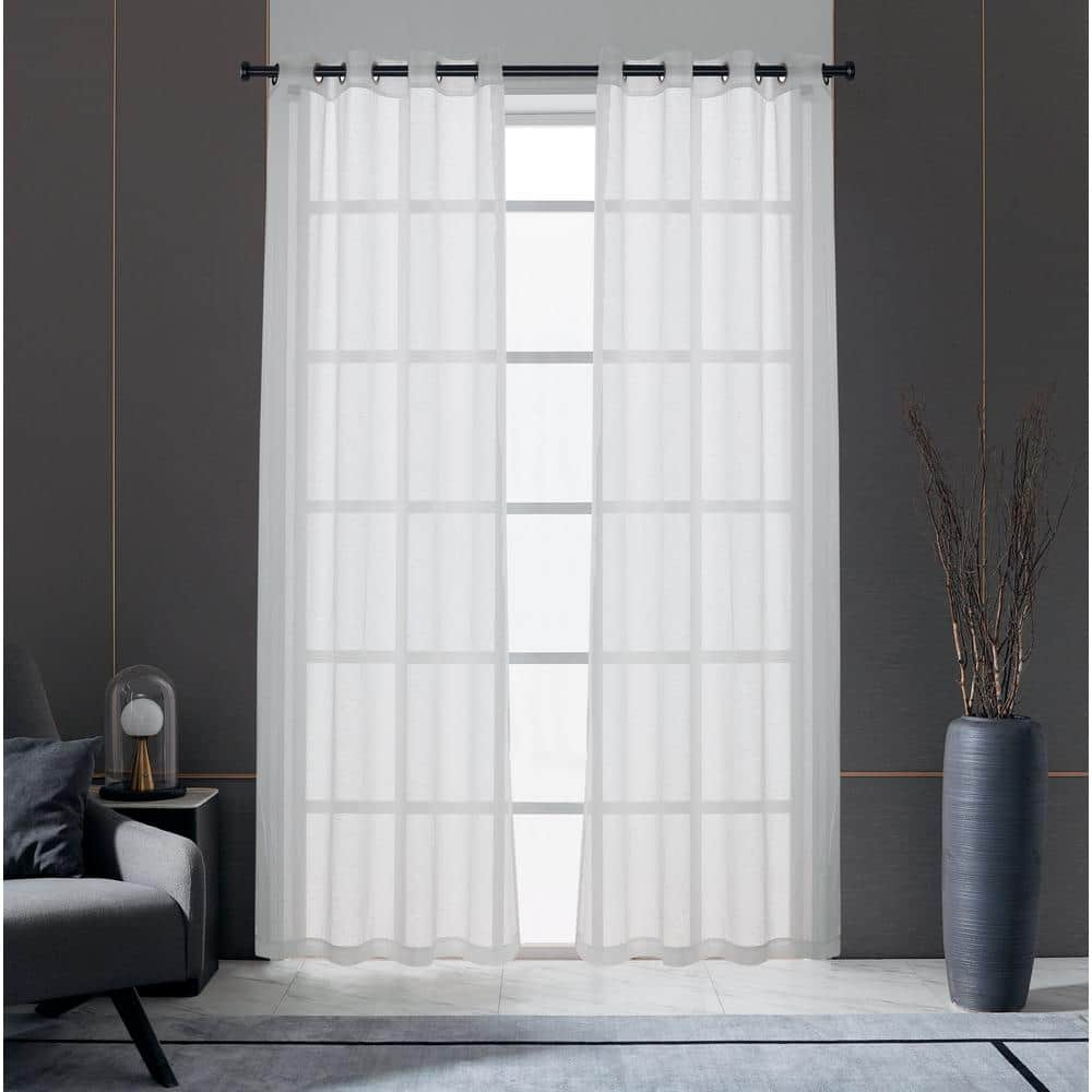 Lyndale Decor Trinity 84 in.L x 52 in. W Sheer Polyester Curtain in White  Trinity01-84-W - The Home Depot