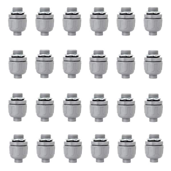1/2 in Liquid Tight Straight PVC Conduit Connectors, UL Listed Non-Metallic Fittings for Flexible Conduit