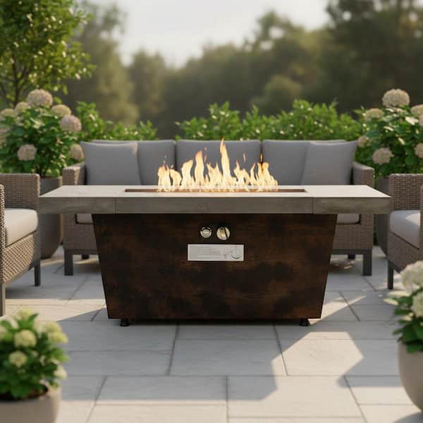 42 in. Rectangle Gas Outdoor Fire Pit Table, 50000BTU Propane