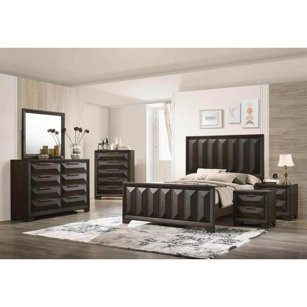 Furniture of America Pinnete 6-Piece Espresso Wood King Bedroom Set IDF ...
