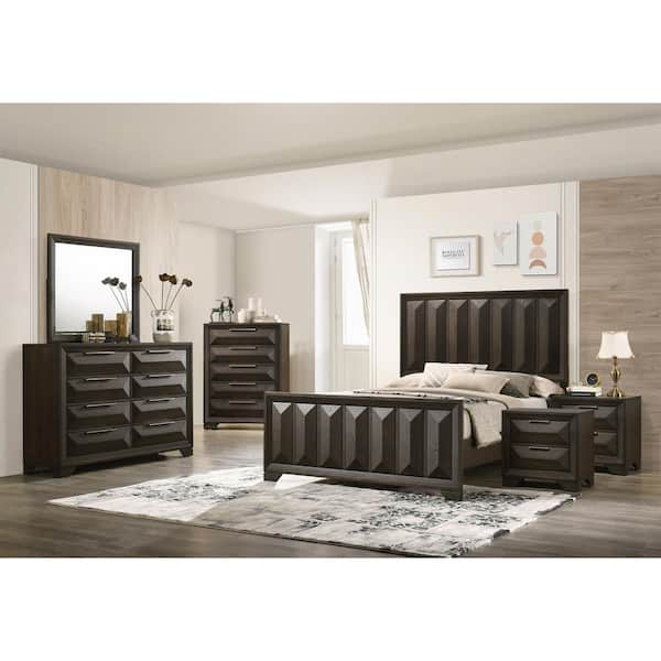 Furniture of America Pinnete 6-Piece Espresso Wood King Bedroom Set