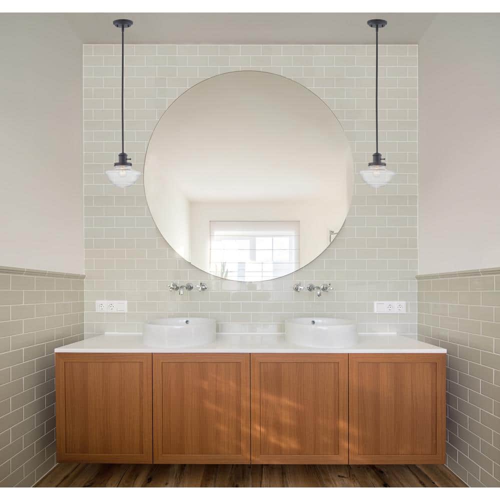 Schoolhouse Matte Black Mini Pendant with Seedy Glass Shade