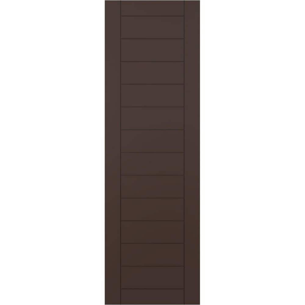 12 in. x 53 in. PVC Horizontal Slat Framed Modern Style Fixed Mount Board and Batten Shutters Pair in Raisin Brown price history on PriceWatchPro