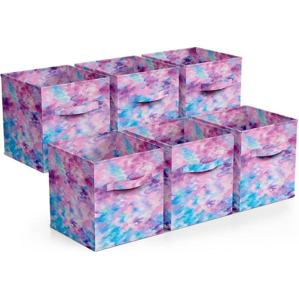 Sorbus Foldable Storage Cubes w/ Handle Purple 10.5 in x 11 in Fabric Decorative Basket (Set of 6) Clothes and Closet Organizer