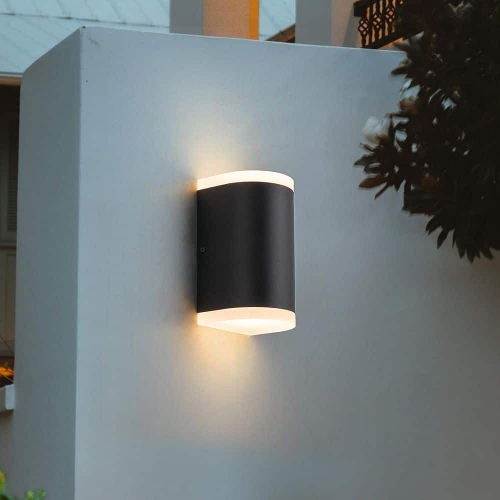 Alexa 7. 5 in. Cylinder Black Integrated LED Outdoor Wall Sconce price history on PriceWatchPro