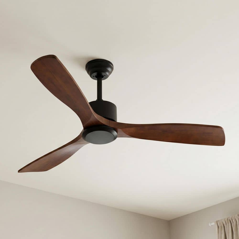 ハサモ　BAR WOOD CEILING FAN FEKZO 52 in. Indoor Black Ceiling Fan with Wood Blade and Remote