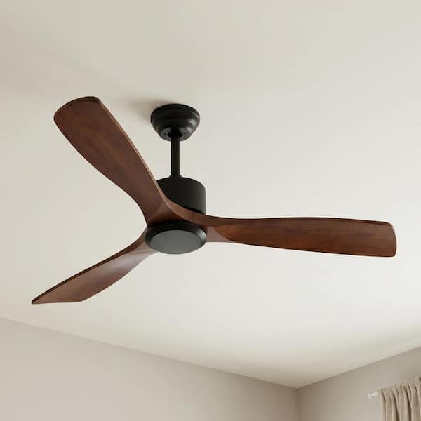 FEKZO 52 in. Indoor Black Ceiling Fan with Wood Blade and Remote
