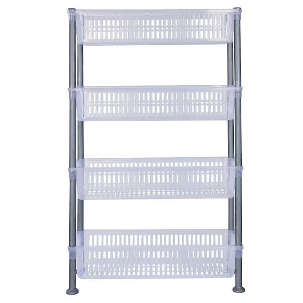 4 Tier 19 in. L x 7 in. W x 31 in. H Slim Basket Shelf in Clear