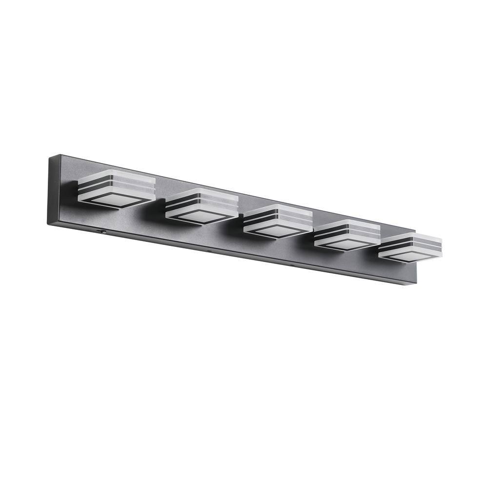 33.5 in. 5-Light Black Dimmable Wall Sconce Rotatable LED Vanity Light with Acrylic Shade price history on PriceWatchPro