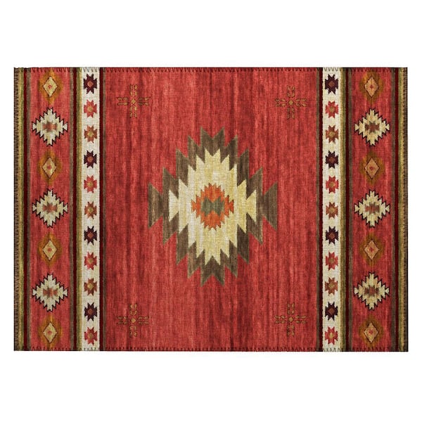 Sonora Red 1 ft. 8 in. x 2 ft. 6 in. Geometric Indoor/Outdoor Area Rug