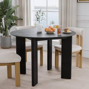 Lirago Black Oval Wood 67 in. 4 Legs Base Kitchen Table Dining Table ...