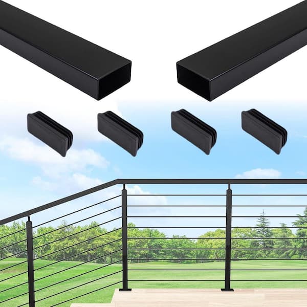 6.6 in. H x 2 in. W Black Stainless Steel Stair Railing Kit