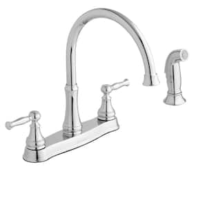 Fairway Double-Handle Standard Kitchen Faucet with Side Sprayer in Polished Chrome