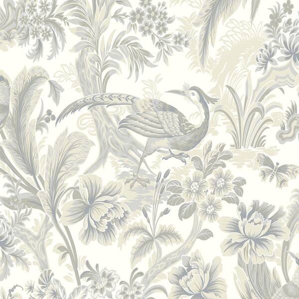 The Wallpaper Company 56 sq. ft. Quartz And White Bird's Paradise Wallpaper