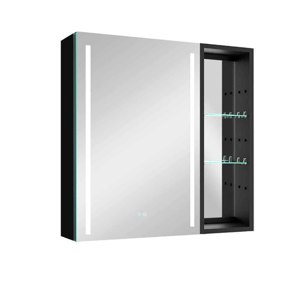 30 in. W x 30 in. H Rectangular Black Aluminum Surface Mount Lighted