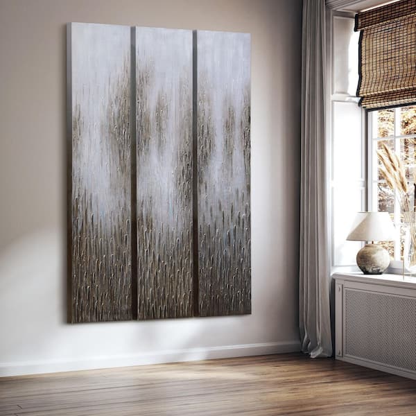 72 in. x 18 in. "Dreamy Field" - Set of 3 Textured Metallic Hand Painted by Martin Edwards Wall Art