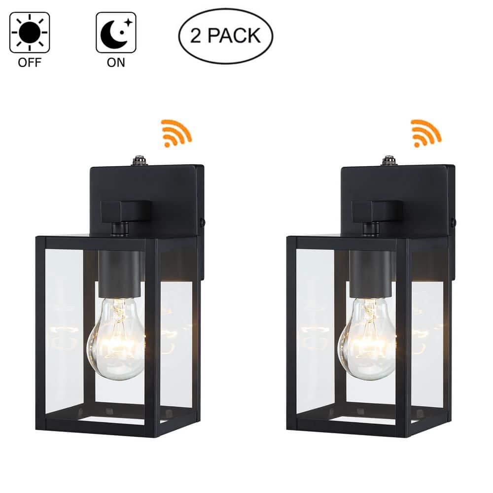 10 in. Black Dusk to Dawn Outdoor Hardwired Wall Lantern Sconce with Clear Glass Shade and No Bulbs Included(2-Pack) price history on PriceWatchPro