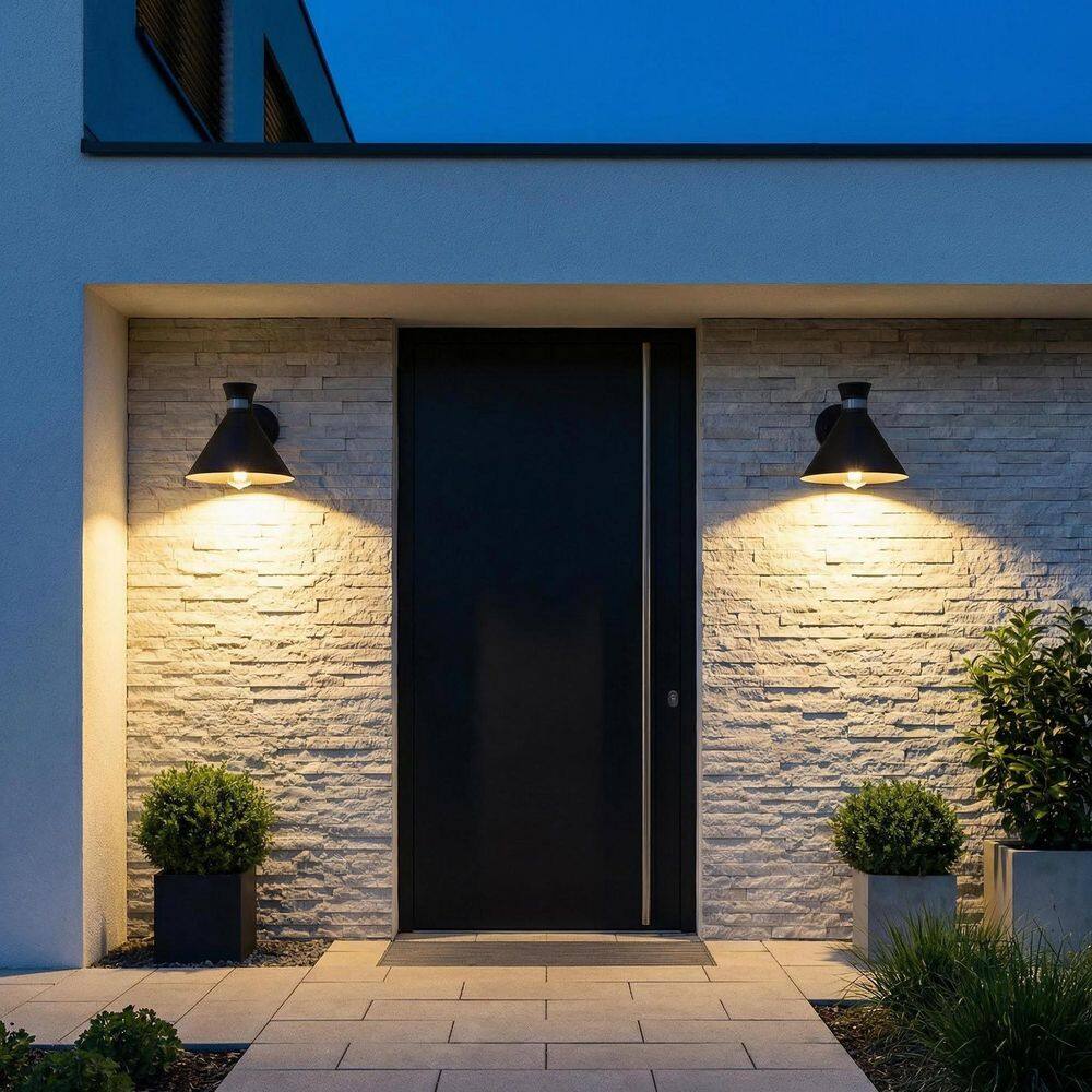 Farmhouse Satin Black Outdoor Sconce Barn Light 8.15 in. Motion Sensing, Hardwired with No Bulbs Included(2-Pack) price history on PriceWatchPro