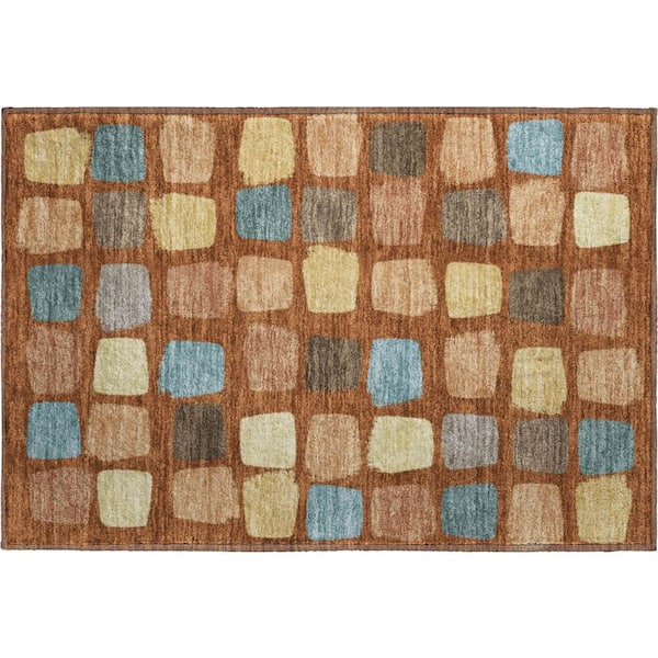 Mayfield Premium Machine Washable Abstract AMF2501 Paprika 2 ft. x 3 ft. Accent Rug