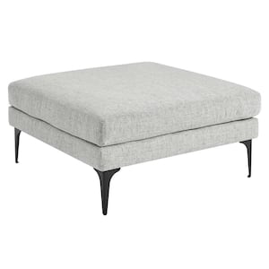 Evermore Upholstered Fabric Ottoman in Light Gray