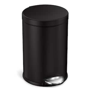 4.5L Round Step Bathroom Trash Can with Soft-Close Lid, Matte Black Steel