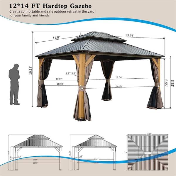 Mondawe 12 ft. x 14 ft. Outdoor Cedar Wood Frame Hardtop