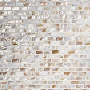 Baroque Cream Mini Brick 12 in. x 12 in. Pearl Glass Mosaic Wall Tile (0.95 sq. ft./ Each)