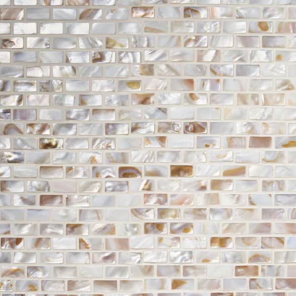 Ivy Hill Tile Baroque Cream Mini Brick 12 in. x 12 in. Pearl Glass Mosaic Wall Tile (0.95 sq. ft./ Each)