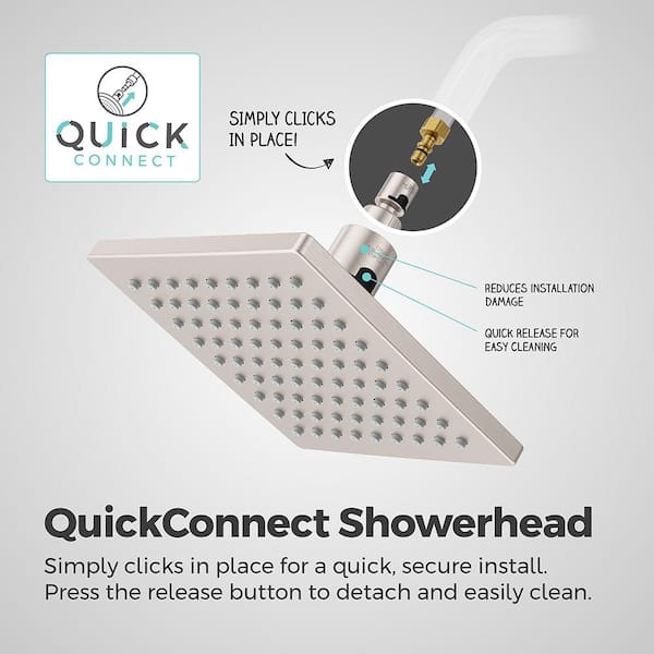 Universal 1-Spray Patterns with 1.75 GPM 6 in. Square Wall Mount Fixed Shower Head in Spot Defense Brushed Nickel