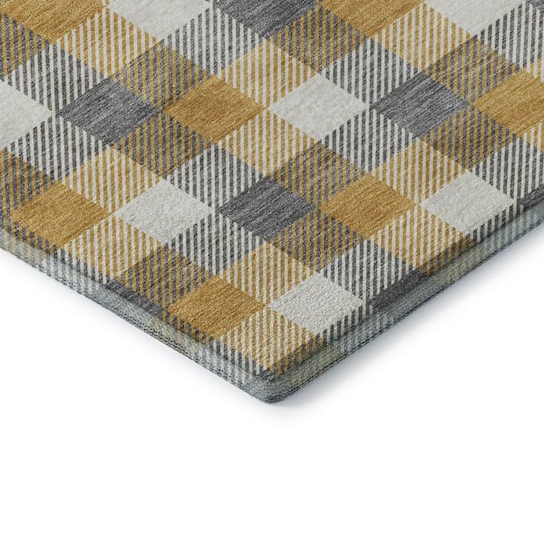 Mayfield Premium Machine Washable Abstract AMF1053 Gray 3 ft. x 5 ft. Area Rug