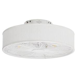 19.9 in. Low Profile LED Modern Indoor Plum Blossom-Shape White Flush Mount Ceiling Fan with Light and Remote control