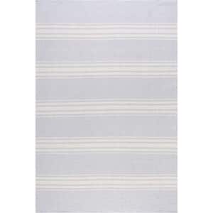Bergamot Striped Cotton Light Blue 4 ft. x 6 ft. Area Rug