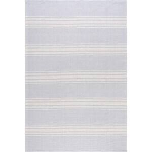 Bergamot Striped Cotton Light Blue 5 ft. x 8 ft. Area Rug
