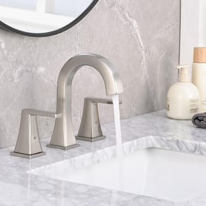 8 in. Widespread Double Handles Bathroom Faucet with Drain Kit Included in Brushed