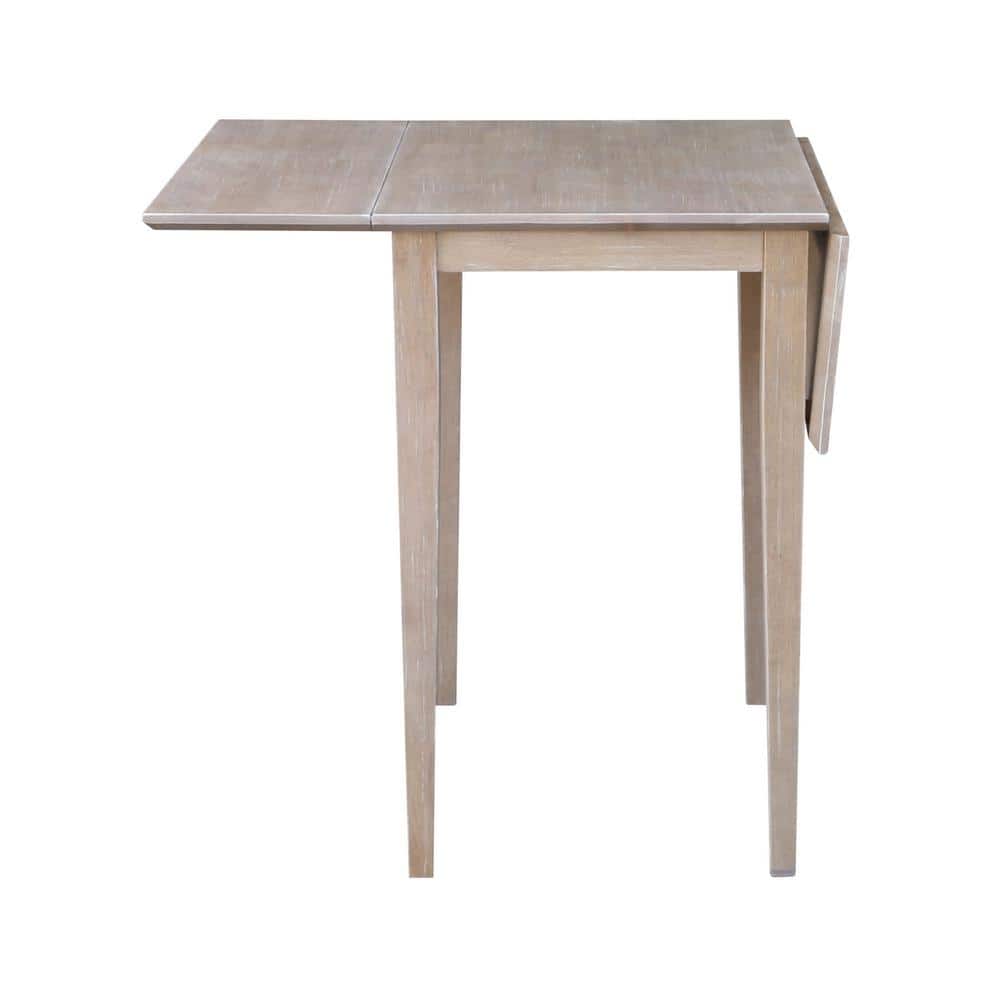 Elegant Washed Gray Taupe Solid Wood Extendable Dropleaf Dining Table