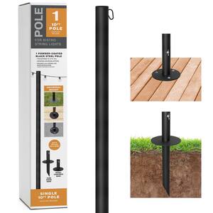 Single 10 ft. String Light Pole (Black)