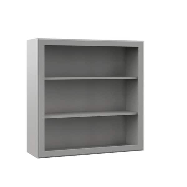 Hampton Bay Designer Series Elgin Assembled 36x36x12 in. Wall Open Shelf Kitchen Cabinet in Heron Gray