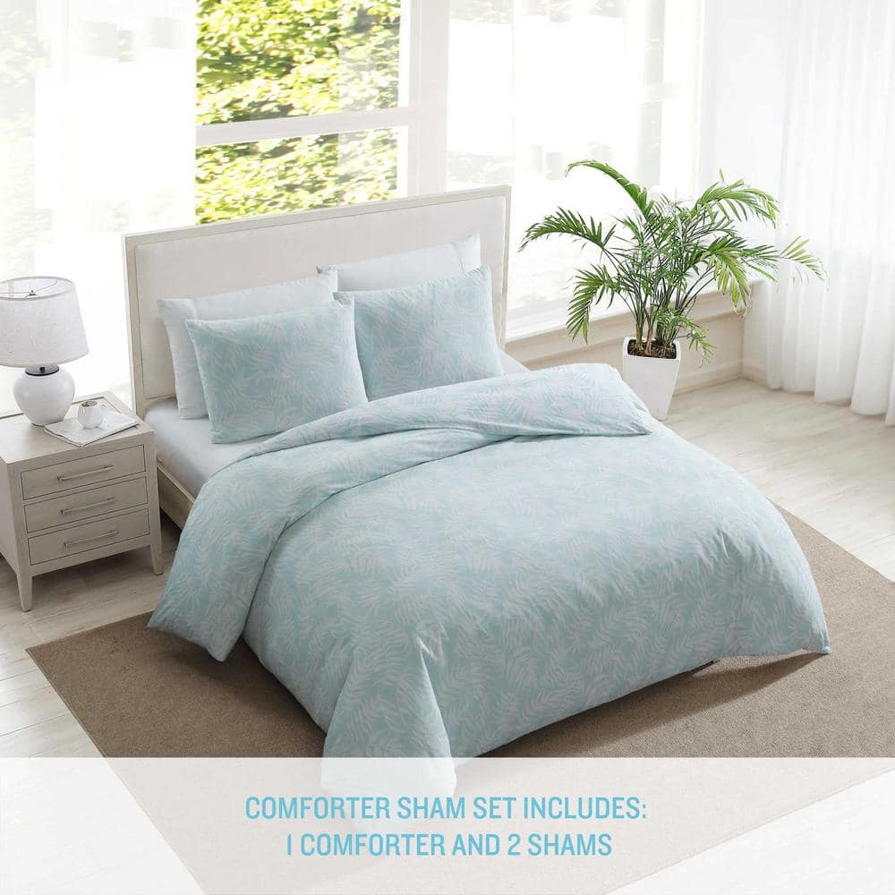 King Blue Cotton Reversible Comforter Set with Shams