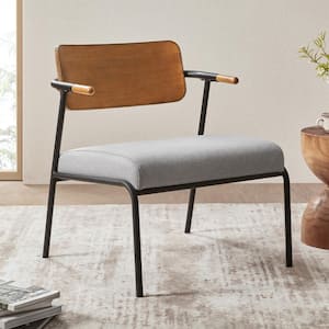 Azrael Light Grey Upholstered Side Chair with Wood and Metal Frame Accent Chair for Living Room